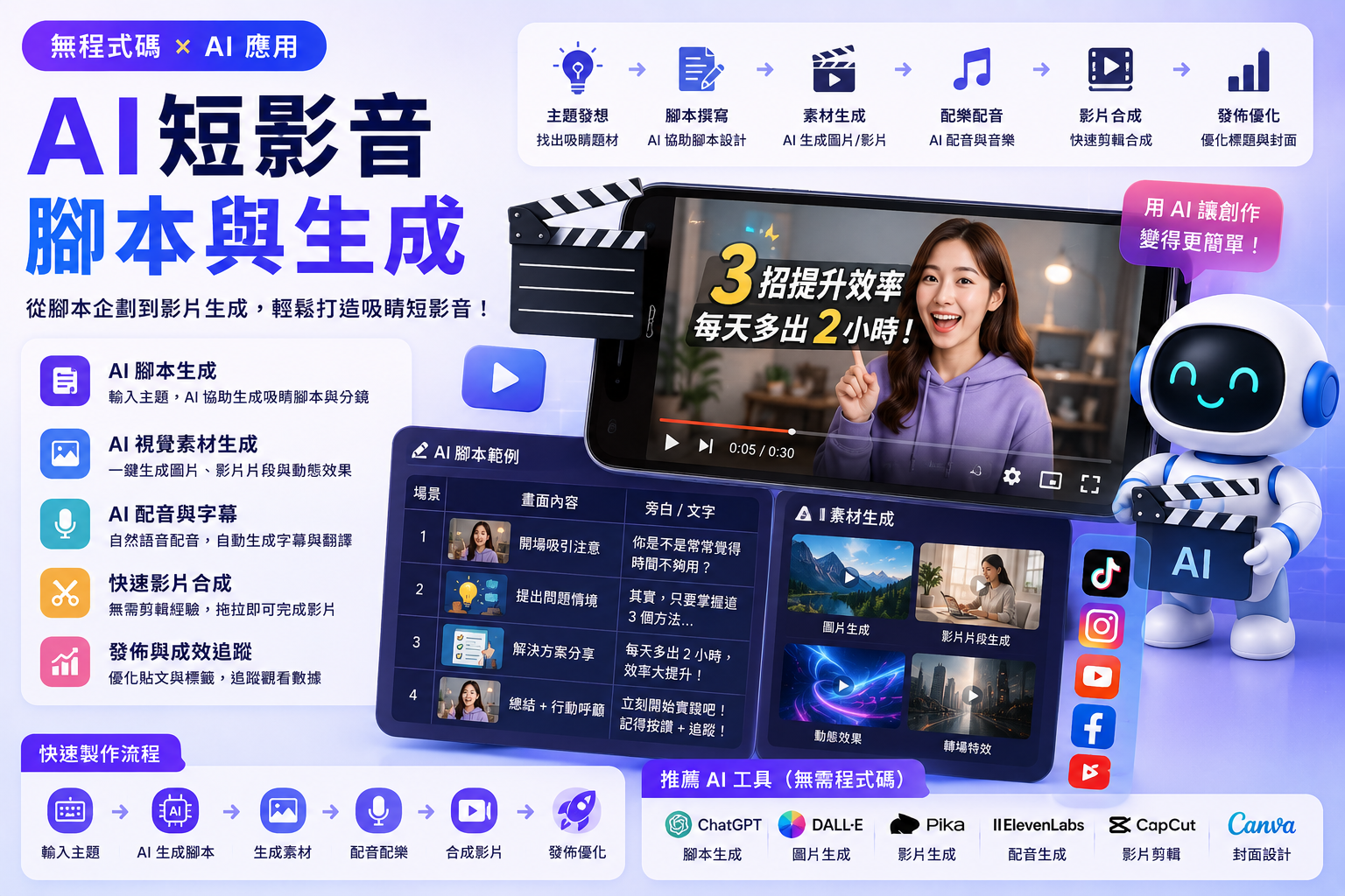 無程式碼AI數位創課:AI短影音腳本與生成