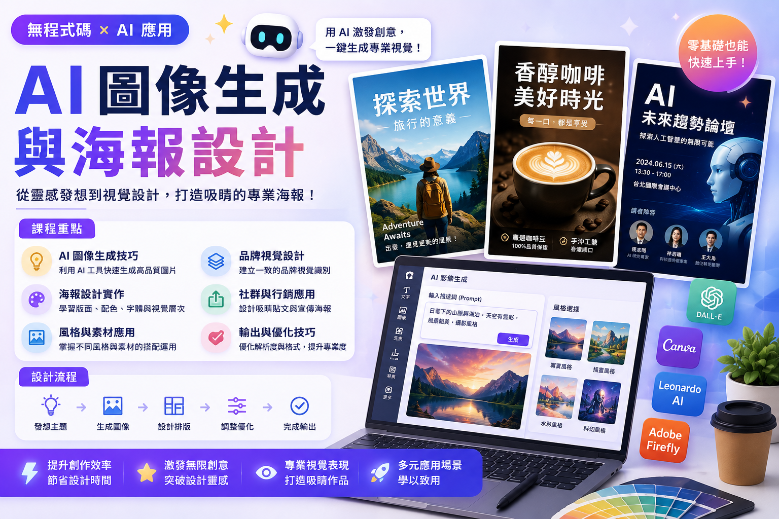 無程式碼AI數位創課:AI圖像生成與海報設計